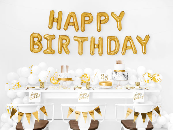 Foil Ballon Happy Birthday, 340x35cm, goud