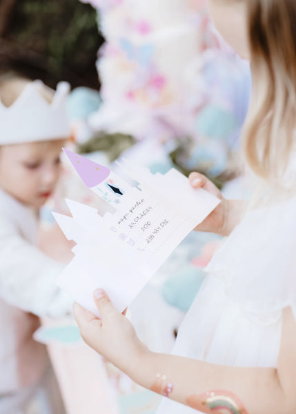 Verjaardagsuitnodiging – Set van 6 kaarten met enveloppen – Kasteel