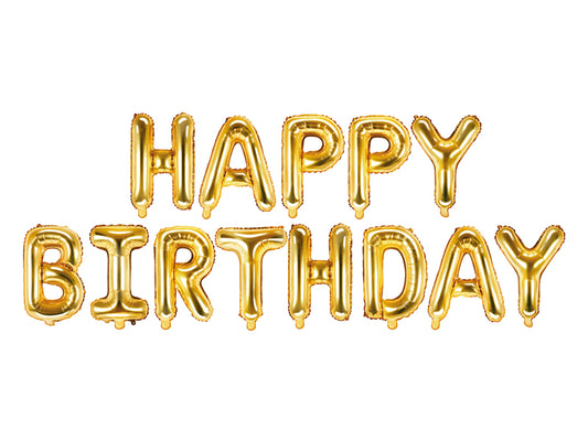 Foil Ballon Happy Birthday, 340x35cm, goud