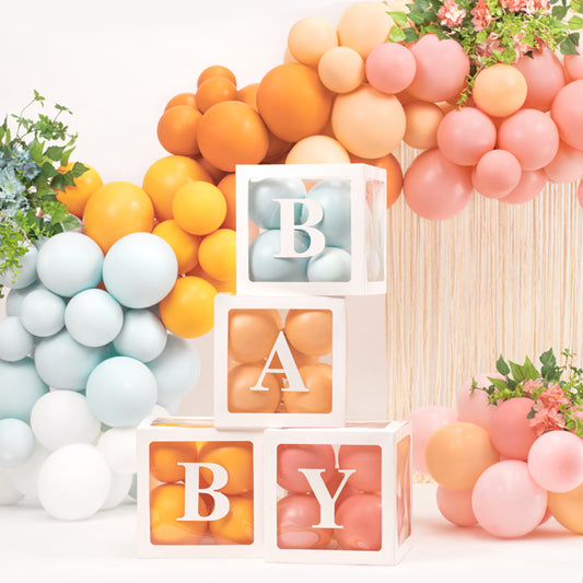 🎈 Ballonnenboxen 'BABY' – Set van 4 stuks (30 x 30 cm)