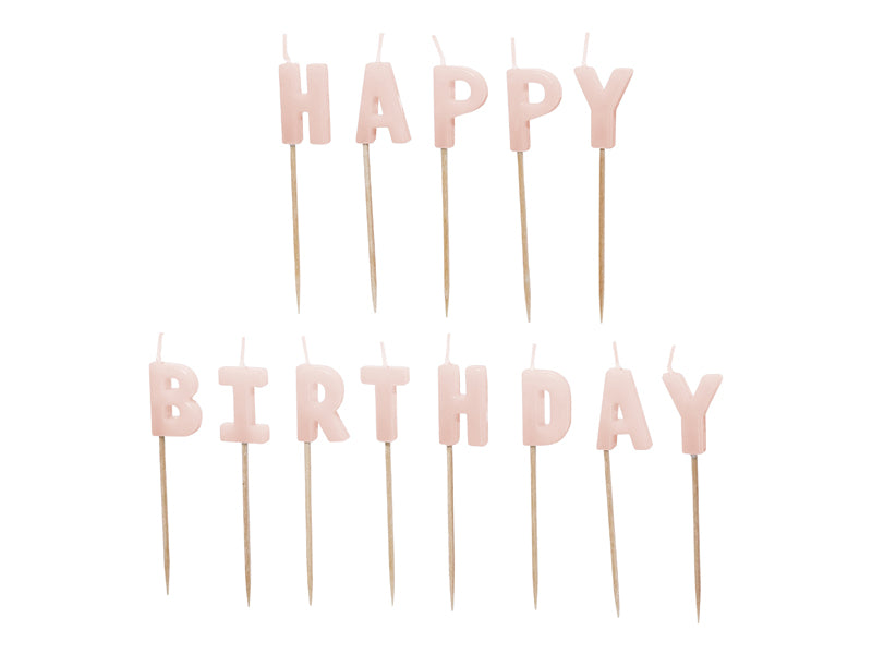 🎂 Verjaardagskaarsjes ‘Happy Birthday’ – Roze (13 stuks)